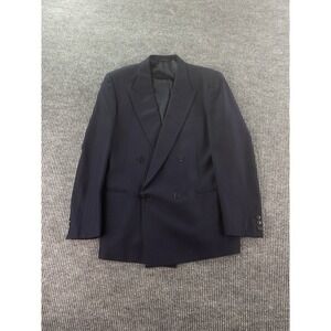 Vintage Marzotto Sport Coat 42 R Blue Wool Striped Double Breasted Luxury Italy